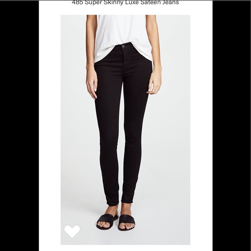 J Brand 485 Mid-Rise Super Skinny in Luxe Sateen